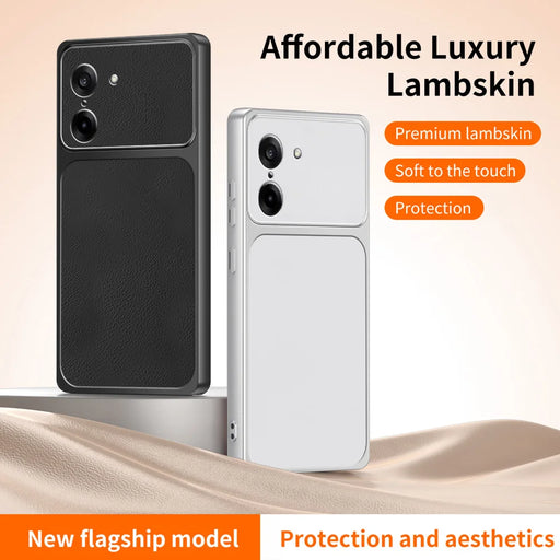 WANLONFENG for OnePlus Nord CE5 5G / OnePlus Ace 5 Racing 5G XYP Series Case Lambskin Texture PC TPU Precise Cutouts Phone Cover with 2Pcs Tempered Glass Film - Black - 2