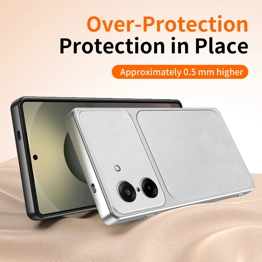 WANLONFENG for OnePlus Nord CE5 5G / OnePlus Ace 5 Racing 5G XYP Series Case Lambskin Texture PC TPU Precise Cutouts Phone Cover with 2Pcs Tempered Glass Film - Black - 5