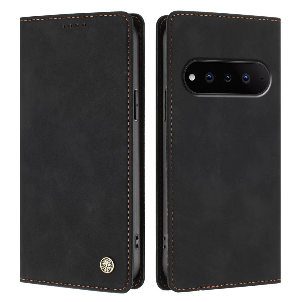 For Natural AI Phone Case HX RFID Blocking Wallet Stand Leather Flip Phone Cover - Black - 1