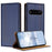 For Natural AI Phone Case L-Shaped Grid Pattern Leather Stand Phone Cover with Card Slots - Blue - 1