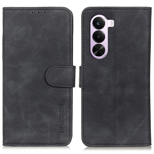 KHAZNEH For OnePlus Nord CE6 Lite 5G / Realme P4x 5G Case PU Leather Retro Texture Phone Cover - Black - 1