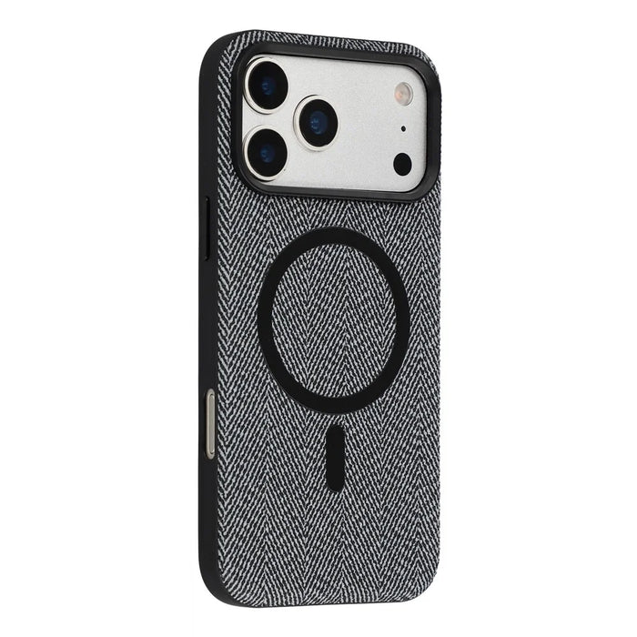 X-LEVEL For iPhone 17 Pro Max Magnetic Case Herringbone Pattern Leather + PC + TPU Phone Cover - Black - 1