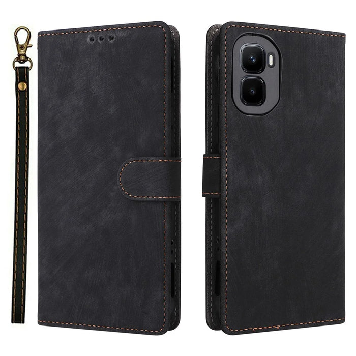 For Infinix GT 50 Pro 5G Case Wallet RFID Blocking PU Leather Phone Cover Stand with Strap - Black - 1