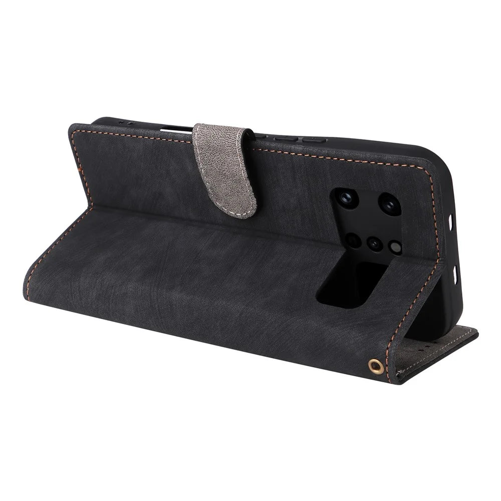For Infinix Note 60 Ultra 5G Case Wallet RFID Blocking PU Leather Phone Cover Stand with Strap - Black - 5