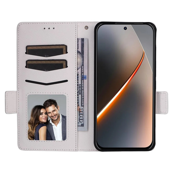 For ZTE nubia Neo 5 Pro 5G Case Litchi Texture Wallet Leather Phone Cover with Wrist Strap - White - 2