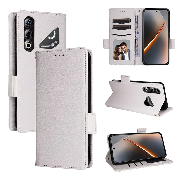 For ZTE nubia Neo 5 Pro 5G Case Litchi Texture Wallet Leather Phone Cover with Wrist Strap - White - 7