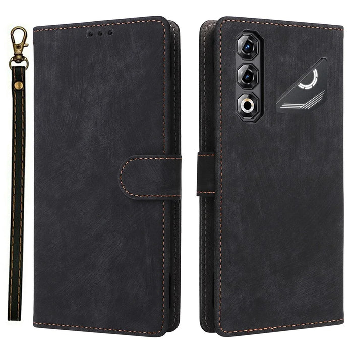 For ZTE nubia Neo 5 Pro 5G Case Wallet RFID Blocking PU Leather Phone Cover Stand with Strap - Black - 1