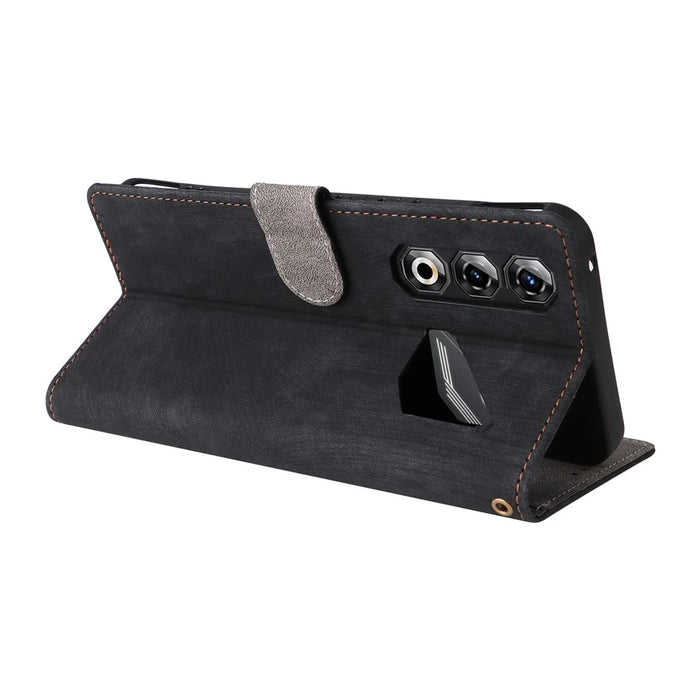 For ZTE nubia Neo 5 Pro 5G Case Wallet RFID Blocking PU Leather Phone Cover Stand with Strap - Black - 5