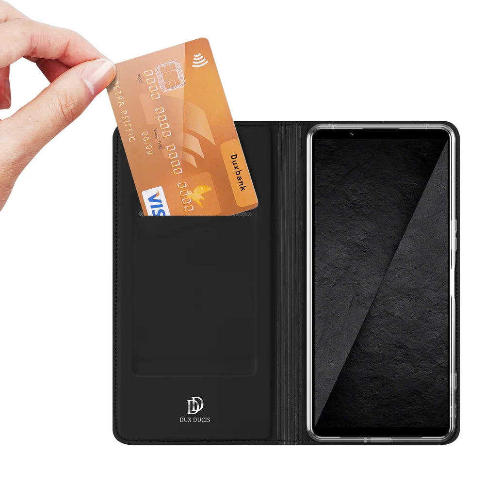 DUX DUCIS for Sony Xperia 1 VIII Case  Skin Pro Series Leather Stand Cover Card Holder - Black - 2
