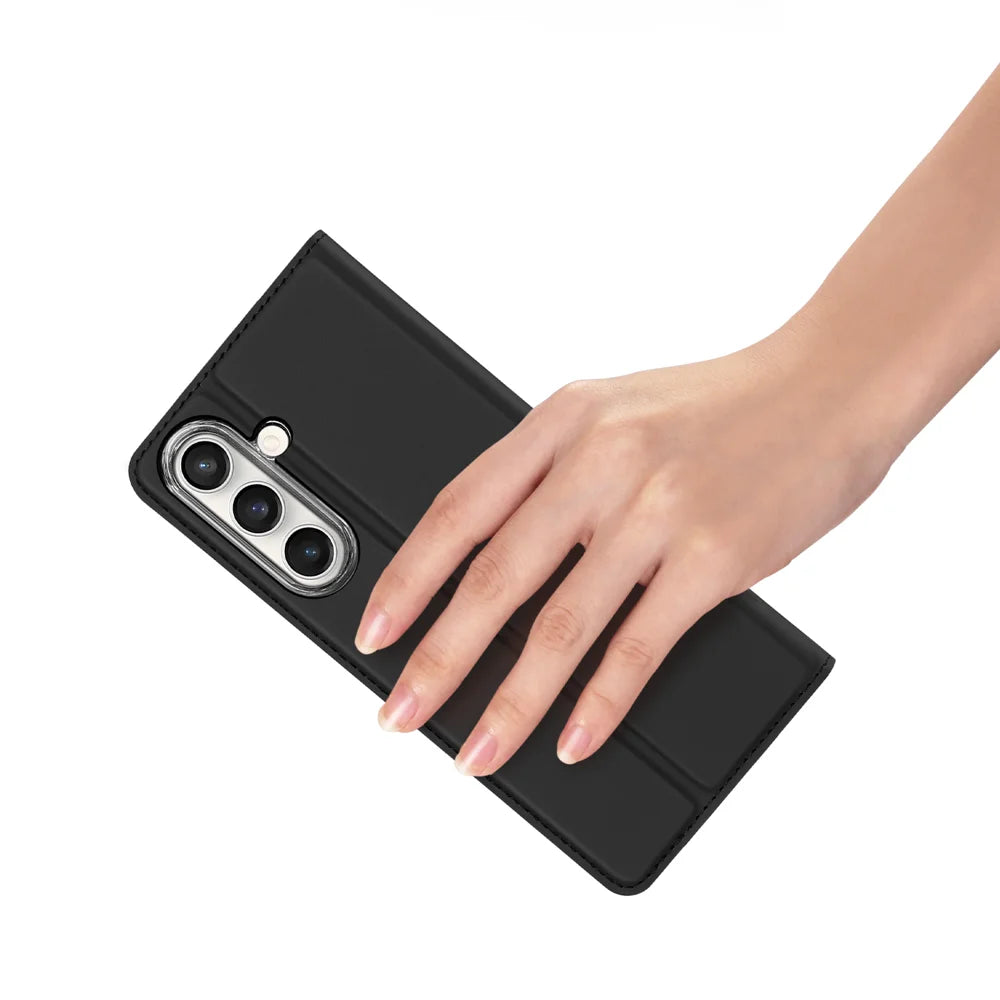 DUX DUCIS for Samsung Galaxy S26 FE Case  Skin Pro Series Leather Stand Cover Card Holder - Black - 6