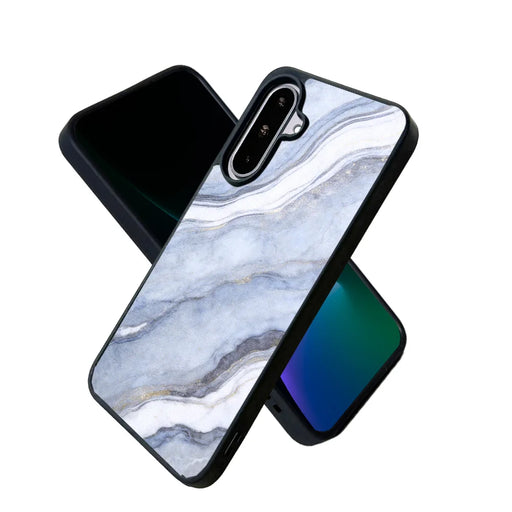 EYCASE for Samsung Galaxy A27 5G Magnetic Case Marble Pattern TPU + Acrylic Shockproof Phone Cover - Blue Gold Sand Marble Pattern - 1