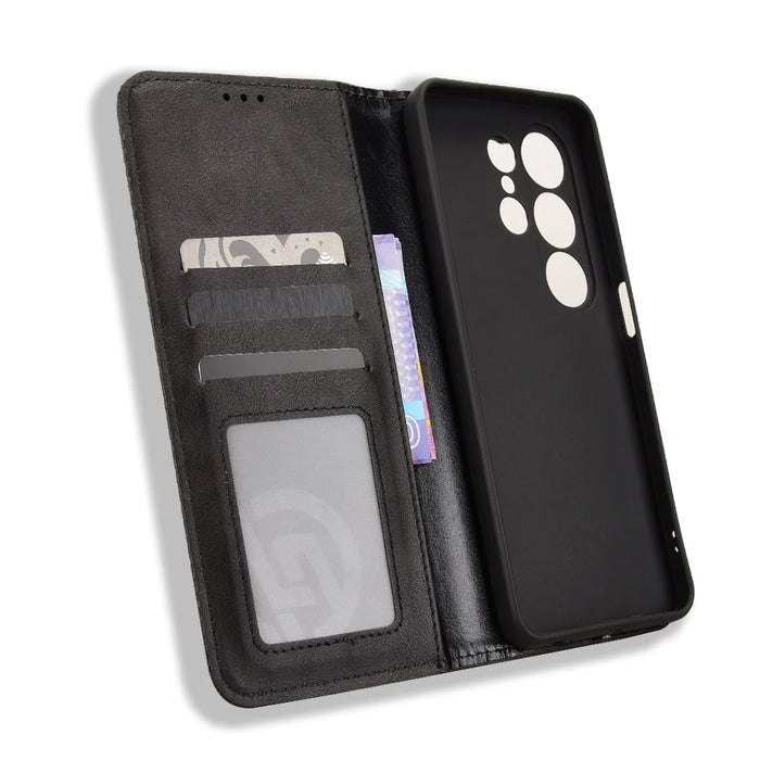 For Blackview Wave 10 Leather Case Wallet Stand Retro Texture Phone Cover - Black - 5