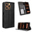 For Oukitel C17 Leather Case Wallet Stand Retro Texture Phone Cover - Black - 1