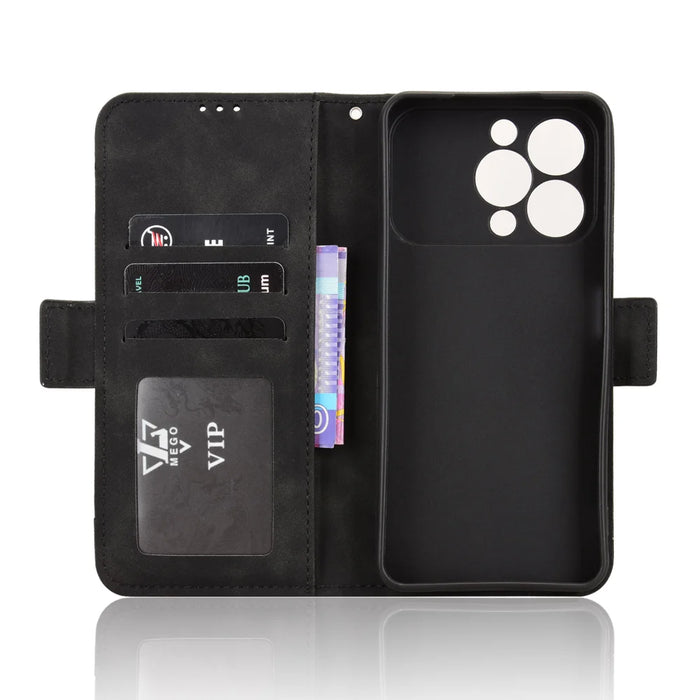 For Oukitel C17 Leather Case Phone Wallet Cover with Multiple Card Slots - Black - 4