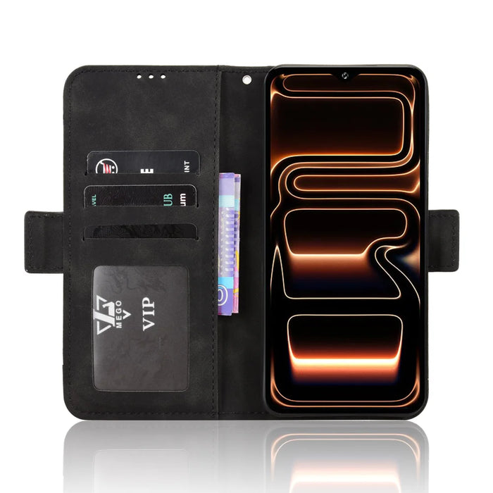 For Oukitel C17 Leather Case Phone Wallet Cover with Multiple Card Slots - Black - 5
