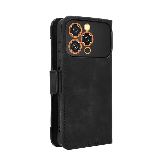 For Oukitel C17 Leather Case Phone Wallet Cover with Multiple Card Slots - Black - 7