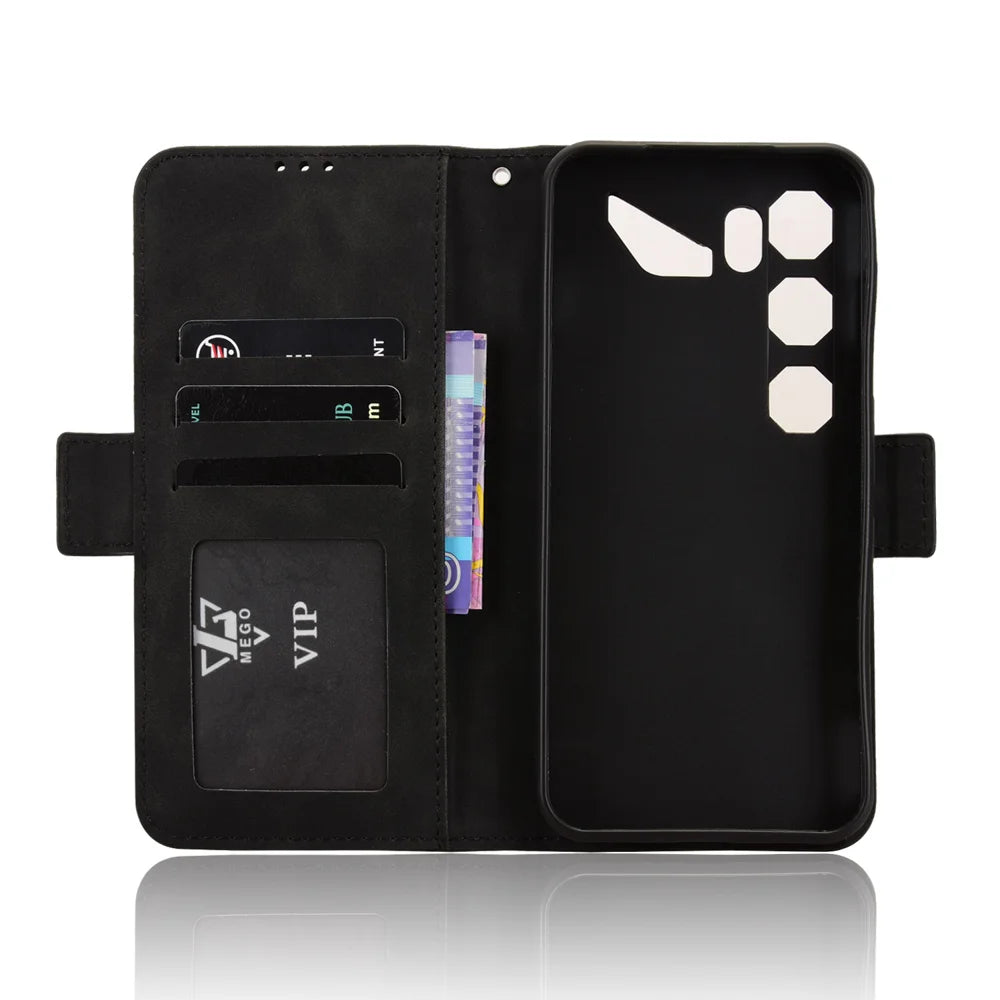 For ZTE nubia Neo 5 GT 5G Leather Case Phone Wallet Cover with Multiple Card Slots - Black - 4