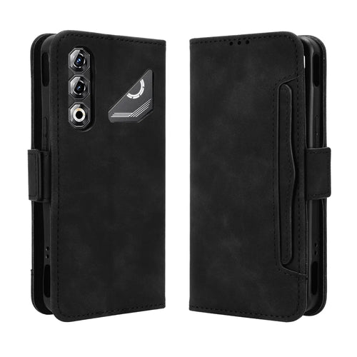For ZTE nubia Neo 5 Pro 5G Leather Case Phone Wallet Cover with Multiple Card Slots - Black - 1