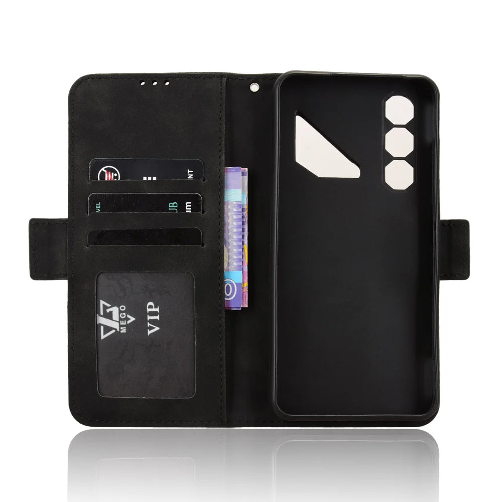 For ZTE nubia Neo 5 Pro 5G Leather Case Phone Wallet Cover with Multiple Card Slots - Black - 4