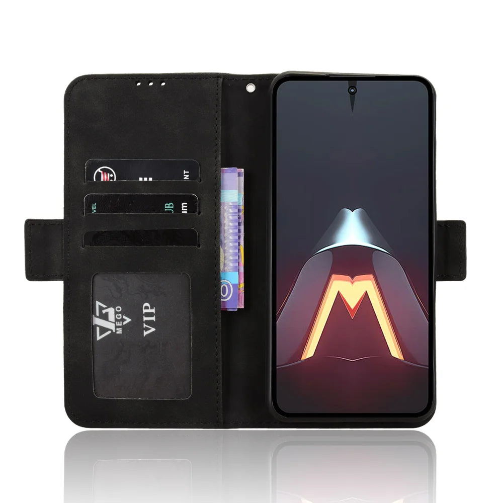 For ZTE nubia Neo 5 Pro 5G Leather Case Phone Wallet Cover with Multiple Card Slots - Black - 5