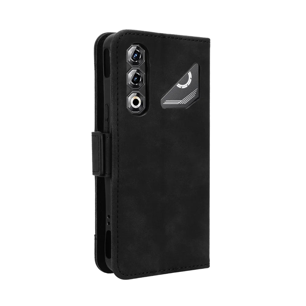 For ZTE nubia Neo 5 Pro 5G Leather Case Phone Wallet Cover with Multiple Card Slots - Black - 7
