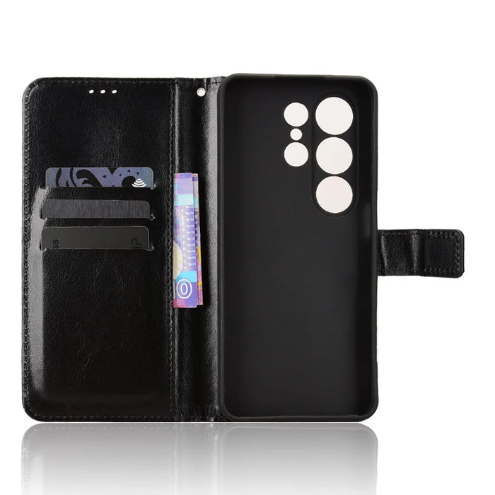 For Blackview Wave 10 PU Leather Case with Strap Crazy Horse Texture Phone Wallet Cover - Black - 4