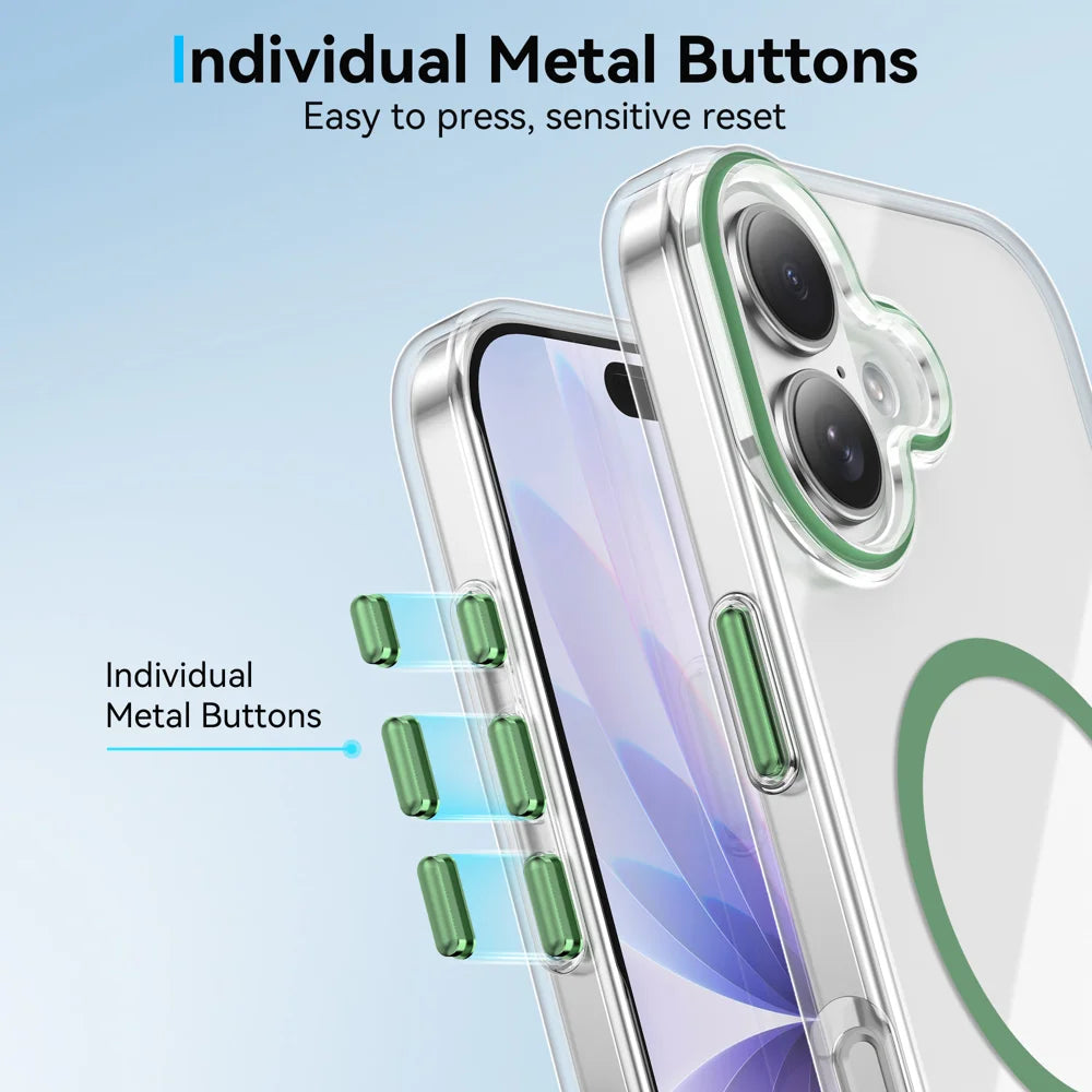 For iPhone 17 Clear Magnetic Case PC Anti Drop Phone Back Cover Compatible with MagSafe - Black - 2