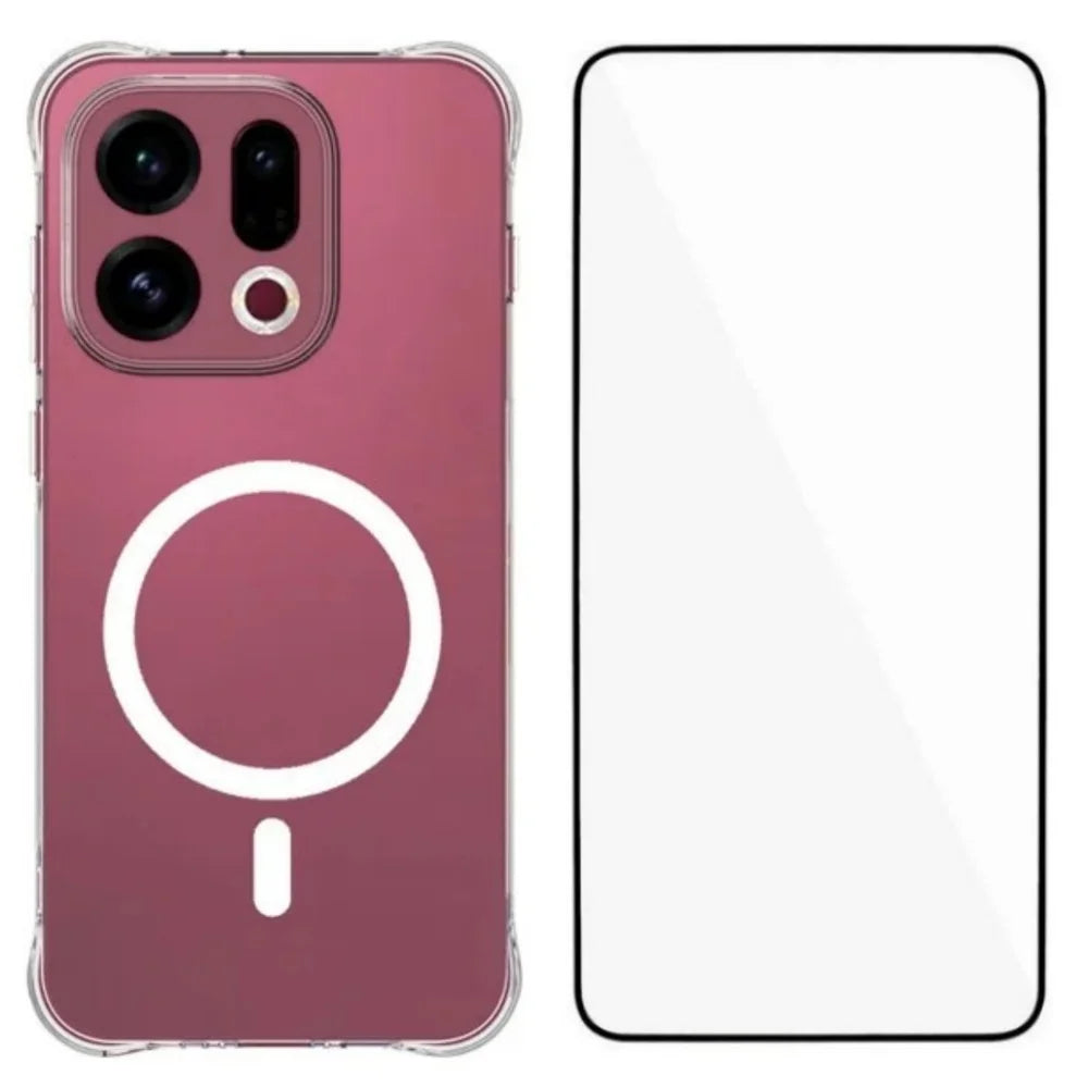 WANLONFENG for Oppo Find X9 5G WL2 Series 2.0mm Magnetic Case Clear TPU Phone Back Cover with Screen Films - Transparent - 1