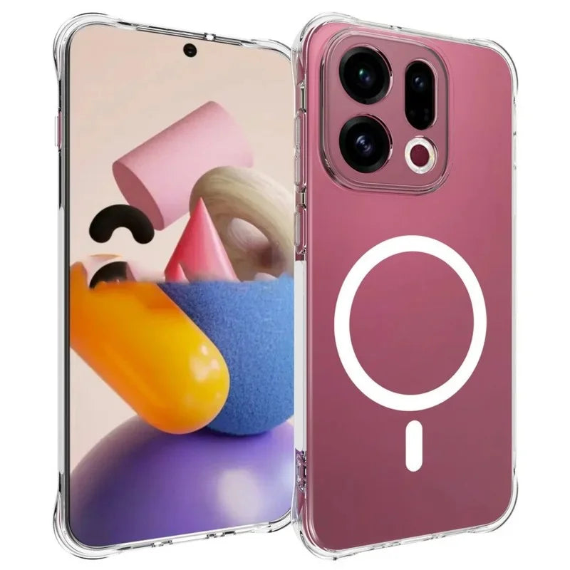 WANLONFENG for Oppo Find X9 5G WL2 Series 2.0mm Magnetic Case Clear TPU Phone Back Cover with Screen Films - Transparent - 2