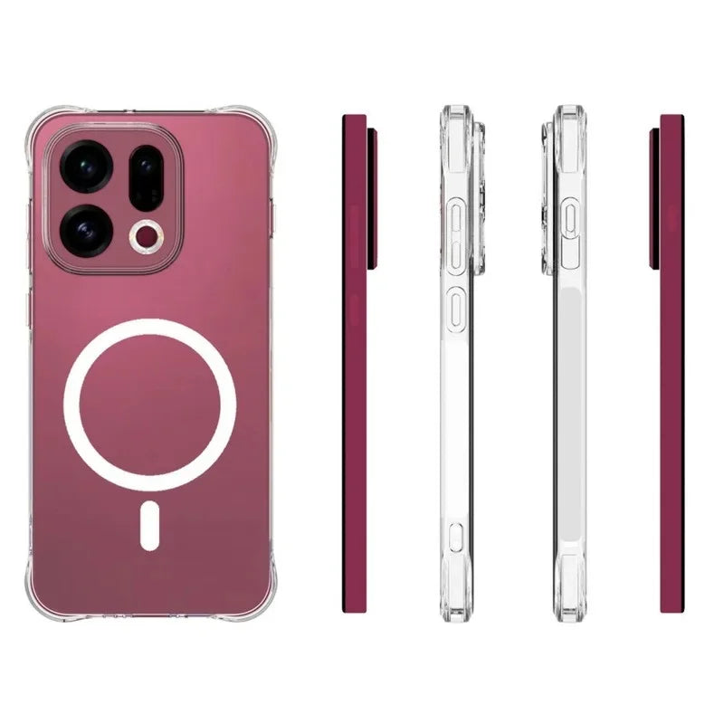 WANLONFENG for Oppo Find X9 5G WL2 Series 2.0mm Magnetic Case Clear TPU Phone Back Cover with Screen Films - Transparent - 6