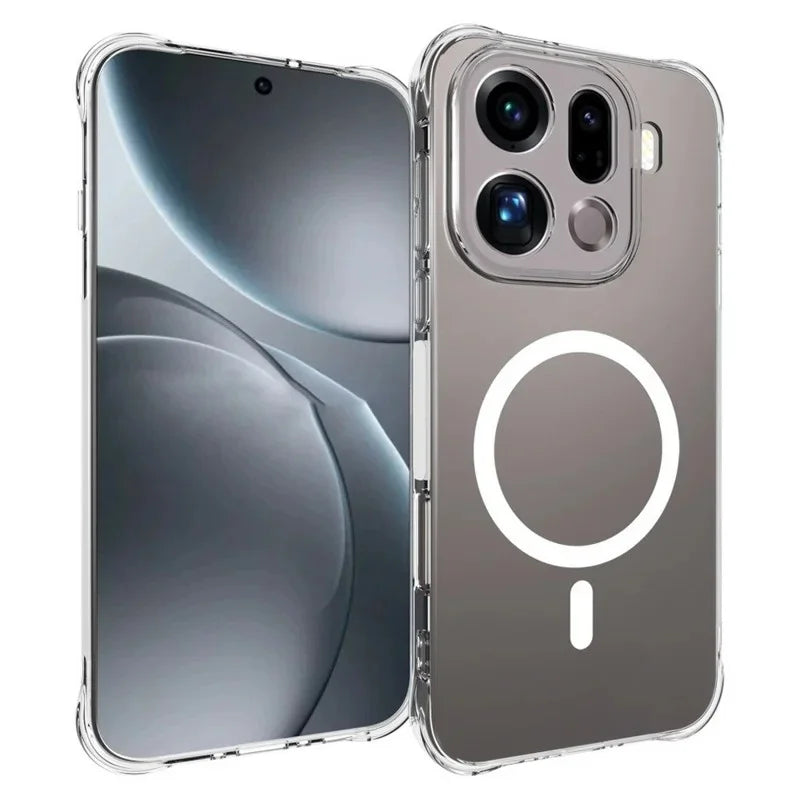 WANLONFENG for Oppo Find X9 Pro 5G WL2 Series 2.0mm Magnetic Case Clear TPU Phone Back Cover with Screen Films - Transparent - 2