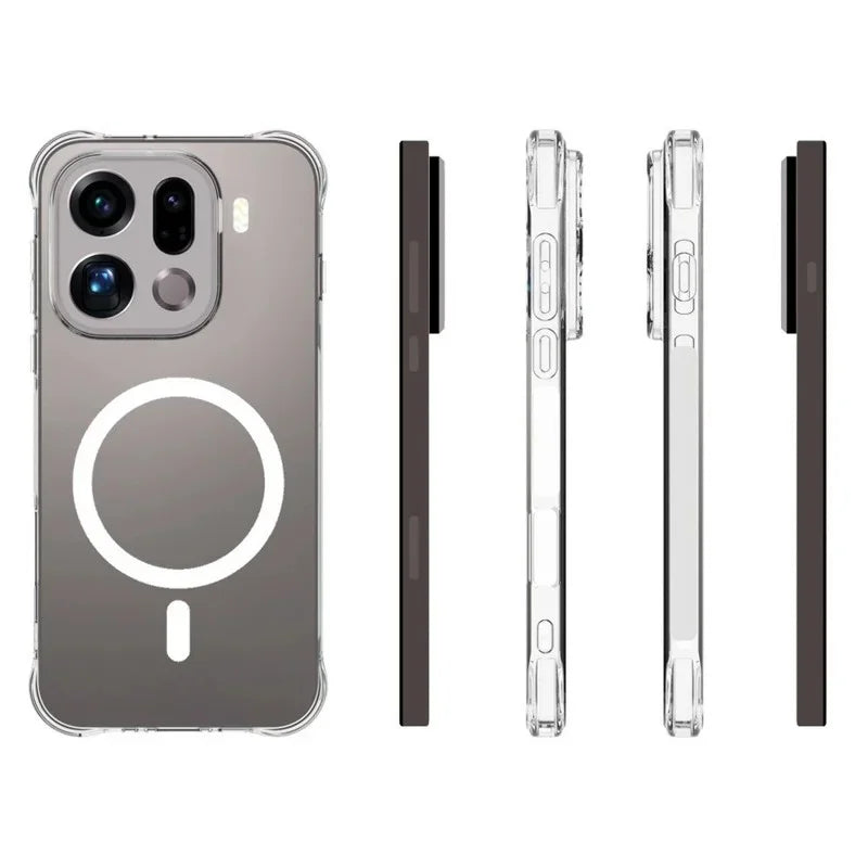 WANLONFENG for Oppo Find X9 Pro 5G WL2 Series 2.0mm Magnetic Case Clear TPU Phone Back Cover with Screen Films - Transparent - 6