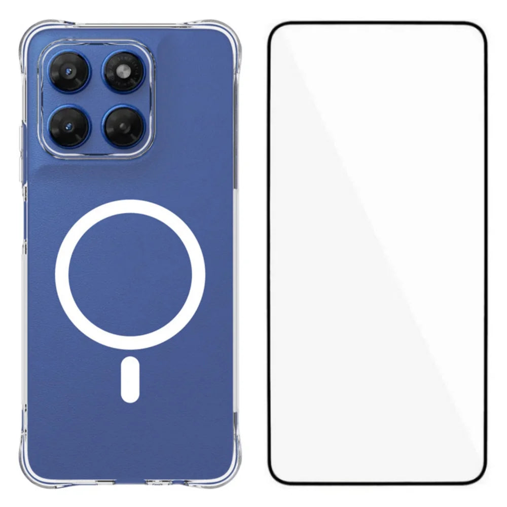 WANLONFENG for Motorola Moto G37 Power 5G WL2 Series 2.0mm Magnetic Case Clear TPU Phone Back Cover with Screen Films - Transparent - 1