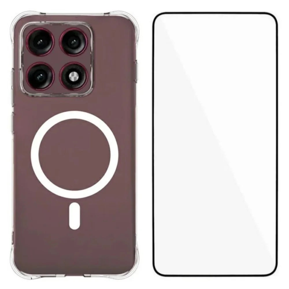 WANLONFENG for Motorola Edge 70 Pro 5G WL2 Series 2.0mm Magnetic Case Clear TPU Phone Back Cover with Screen Films - Transparent - 1