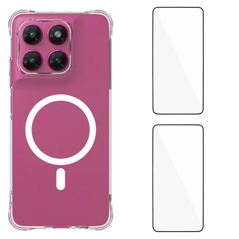 WANLONFENG for Motorola Moto G37 5G / Motorola Moto G47 5G WL1 Series 2.0mm Magnetic Case Clear TPU Phone Back Cover with 2Pcs Screen Films - Transparent - 1