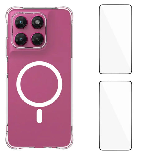 WANLONFENG for Motorola Moto G37 5G / Motorola Moto G47 5G WL1 Series 2.0mm Magnetic Case Clear TPU Phone Back Cover with 2Pcs Screen Films - Transparent - 1
