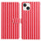 For iPhone 15 Wallet Case Vintage Stripes Leather Stand Flip Phone Cover with Wrist Strap - Red - 1