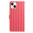 For iPhone 15 Wallet Case Vintage Stripes Leather Stand Flip Phone Cover with Wrist Strap - Red - 2