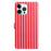 For iPhone 15 Pro Wallet Case Vintage Stripes Leather Stand Flip Phone Cover with Wrist Strap - Red - 2