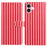 For iPhone 16 Wallet Case Vintage Stripes Leather Stand Flip Phone Cover with Wrist Strap - Red - 1
