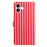 For iPhone 16 Wallet Case Vintage Stripes Leather Stand Flip Phone Cover with Wrist Strap - Red - 2
