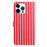 For iPhone 16 Pro Wallet Case Vintage Stripes Leather Stand Flip Phone Cover with Wrist Strap - Red - 2