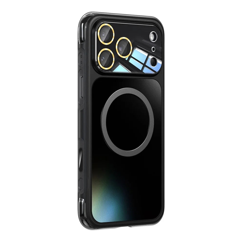 For iPhone 17 Pro Magnetic Case Airbag Anti-drop TPU + PC Phone Cover with Tempered Glass Screen Protector - Titanium Black - 2