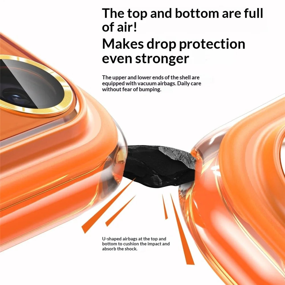 For iPhone 17 Pro Magnetic Case Airbag Anti-drop TPU + PC Phone Cover with Tempered Glass Screen Protector - Titanium Black - 7