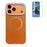 For iPhone 17 Pro Magnetic Case Frosted Wave Texture PC + TPU Phone Cover with Tempered Glass Screen Protector - Orange - 1