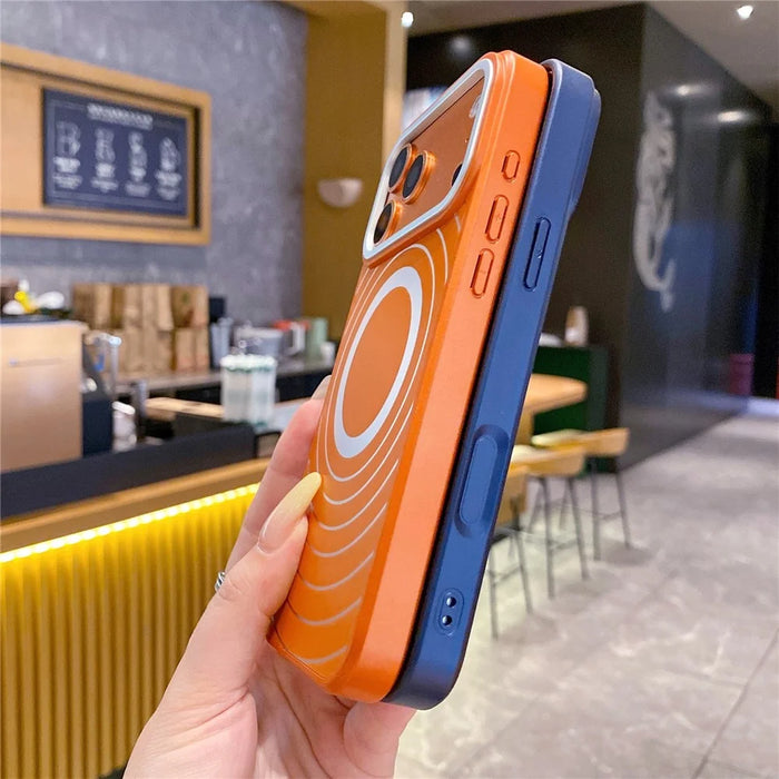 For iPhone 17 Pro Max Magnetic Case Frosted Wave Texture PC + TPU Phone Cover with Tempered Glass Screen Protector - Blue - 5