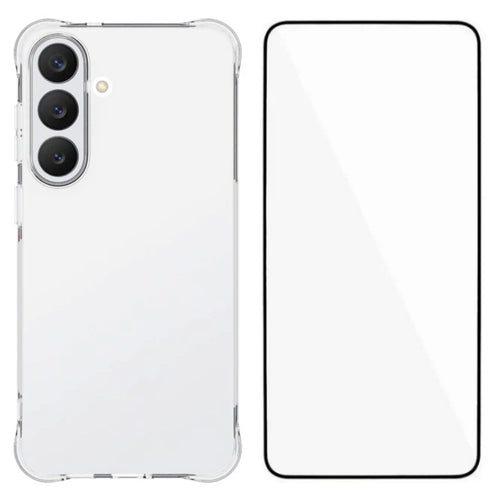WANLONFENG for Samsung Galaxy S26 FE WL Series Case 2.0mm TPU Phone Cover with Tempered Glass Film - Transparent - 1