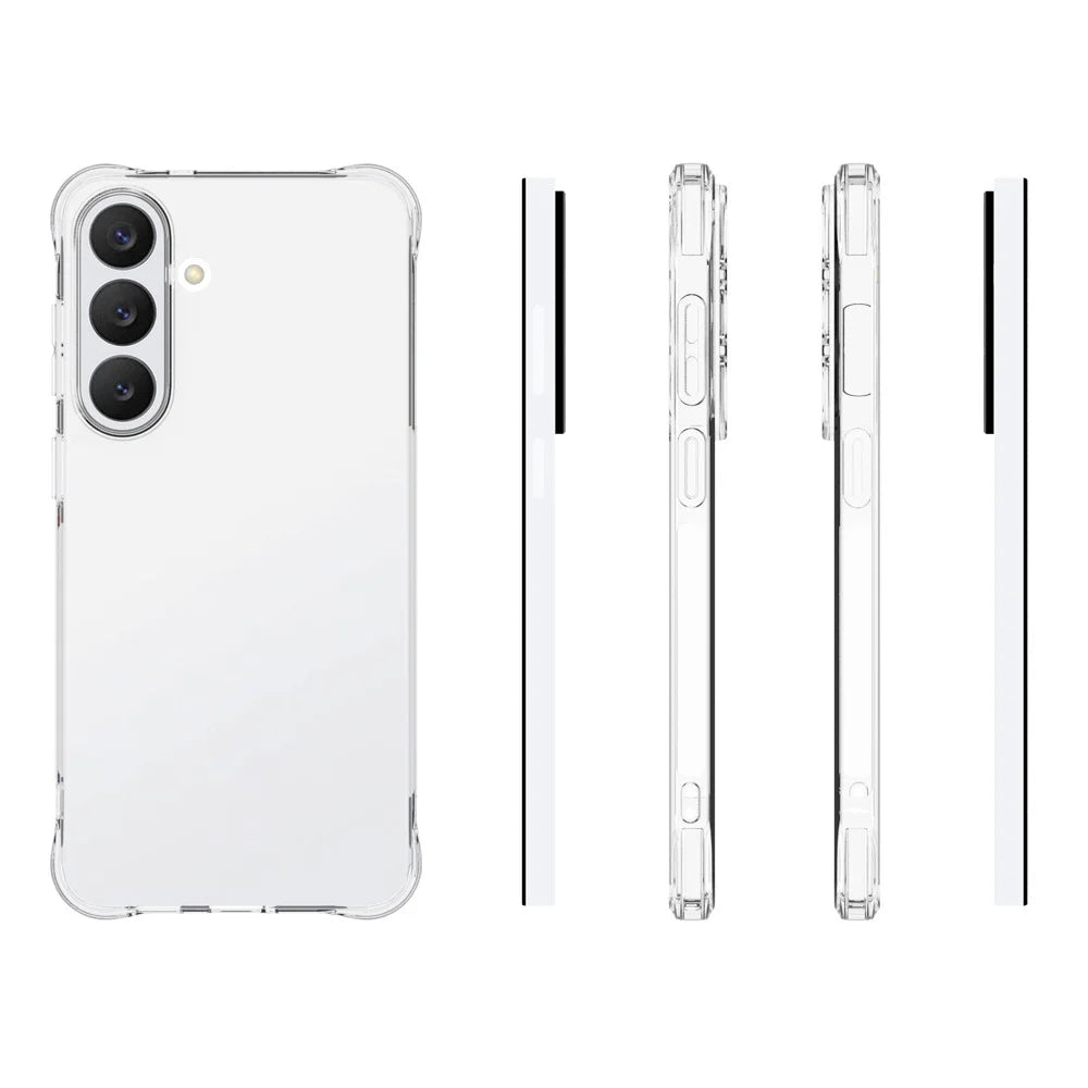 WANLONFENG for Samsung Galaxy S26 FE WL2 Series TPU Case 2.0mm Phone Cover with 2Pcs Tempered Glass Films - Transparent - 6