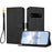 For Natural AI Phone Leather Case Litchi Texture Wallet Stand Anti Drop Phone Cover with Wrist Strap - Black - 1
