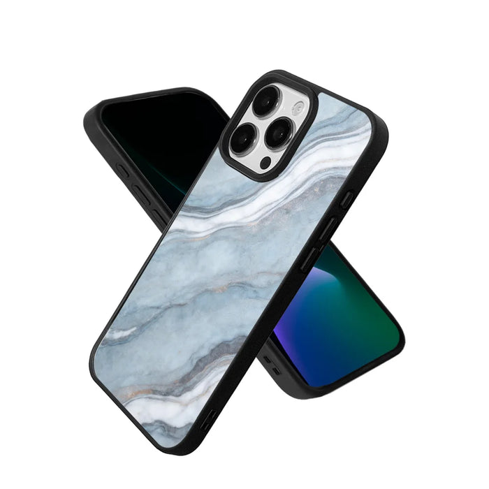 EYCASE for iPhone 13 Pro Max Magnetic Case Marble Pattern TPU + Acrylic Shockproof Phone Cover - Blue Gold Sand Marble Pattern - 1